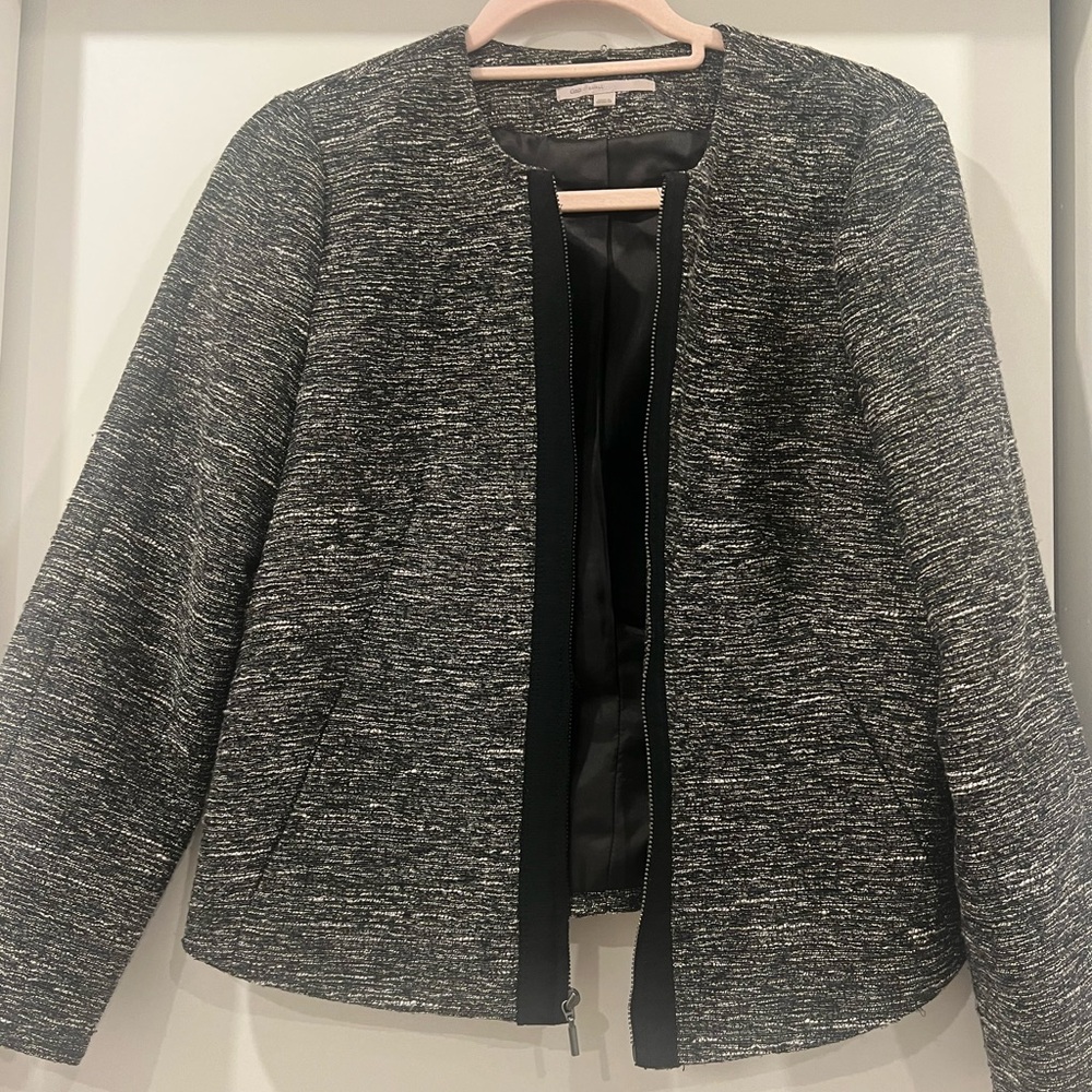 Tweed like jacket for work black and white